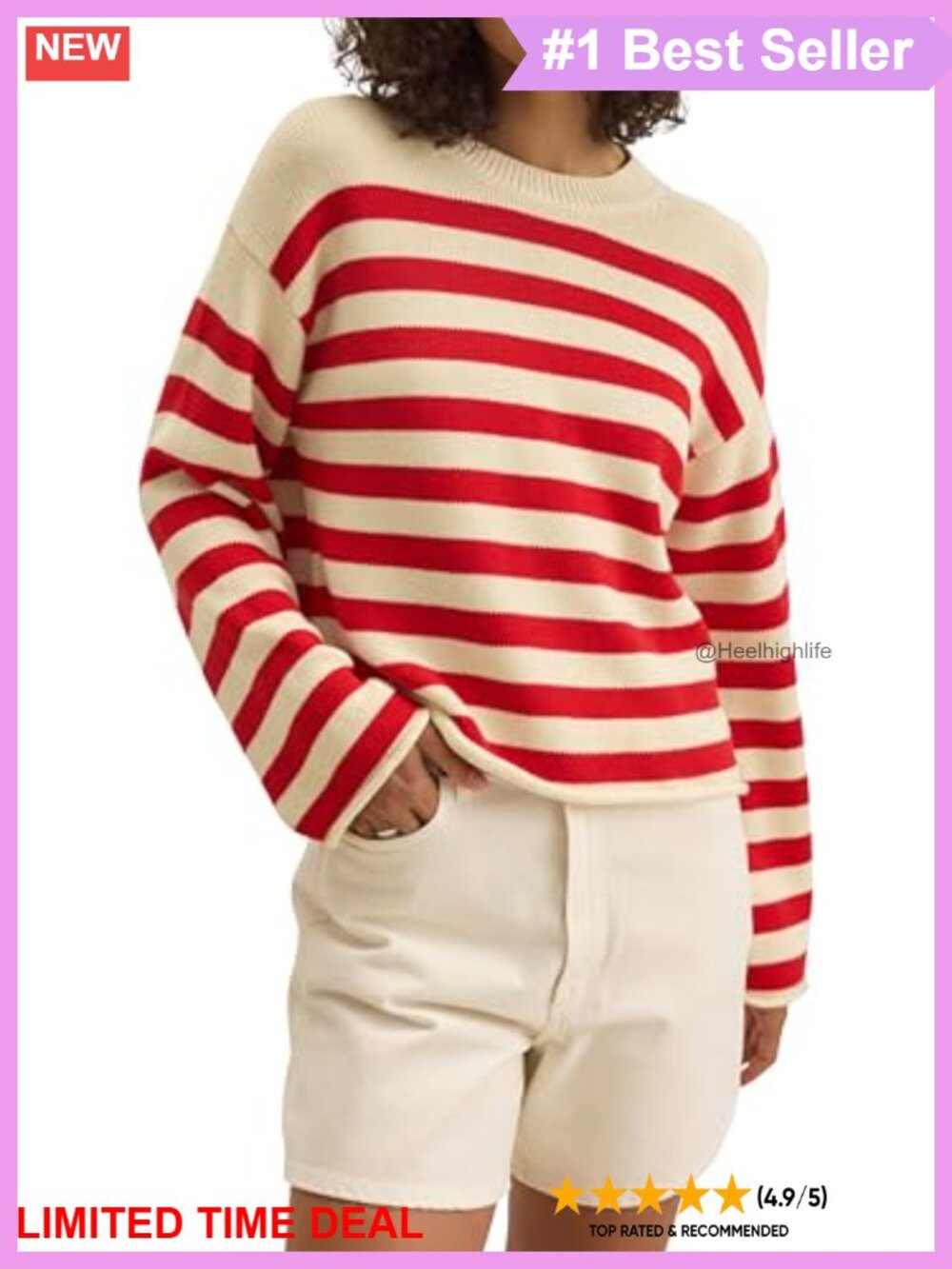 Cotton Cashmere Sweater Pullover Loose Fit Long Sleeve